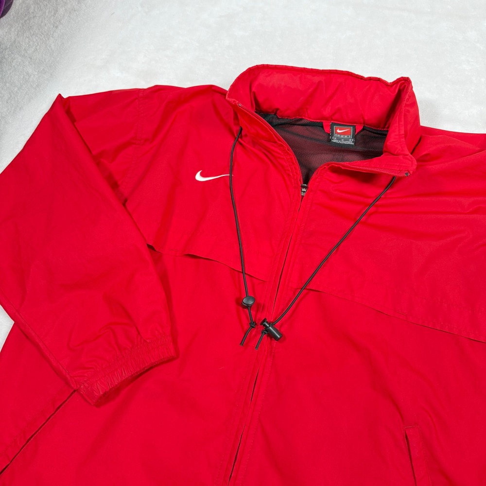 Nike Team Vintage Men Red Full Zip Windbreaker Jacket Hood FA04 STP Medium